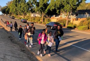 Solano Widenmann students participating in International Walk to School Day, October 2019